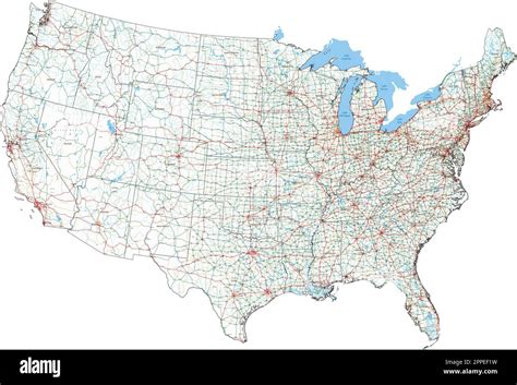 Complex USA road map with Interstates, U.S. Highways and main roads ...