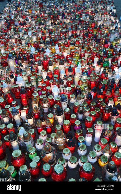 Burning candles at All Saints Day Stock Photo - Alamy