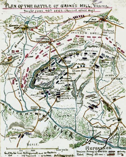 Plan of Gaines' Mill Battle Virginia 1862 Civil War map by Sneden