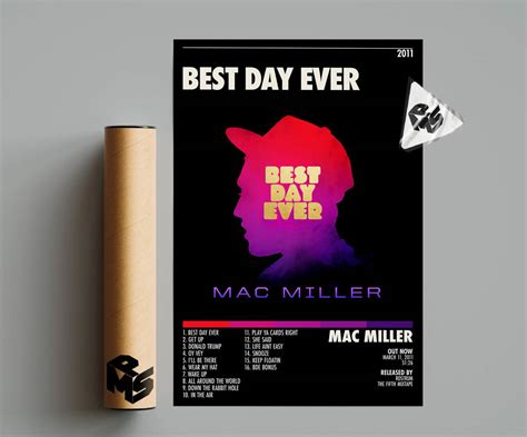 Mac Miller Poster - Best Day Ever Poster - Mac Miller Tracklist - Album Cover Poster, Home Decor ...