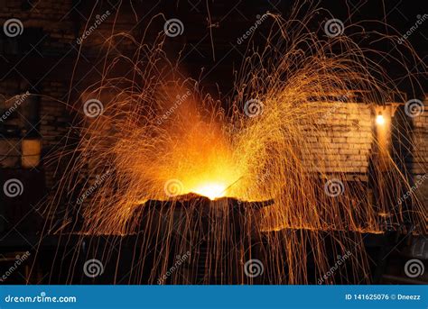 The Process of Melting Steel in the Steel Factory Stock Photo - Image ...