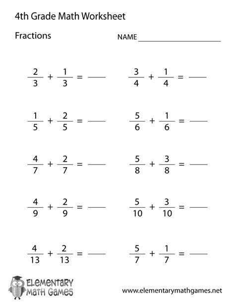 Fourth graders have to solve 10 easy fraction problems with this ...