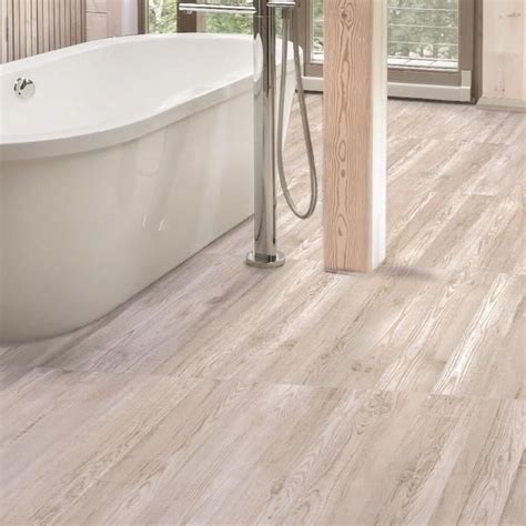 Katmandu White Wood Effect Floor Tiles with Free-Standing Bath Tub | Wood effect floor tiles ...