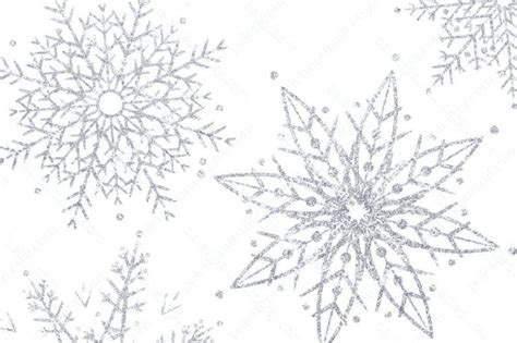 Silver glitter snowflakes clip art By Palette Pursuit | TheHungryJPEG