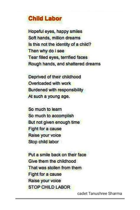 Poem on child labour – India NCC