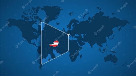 Premium Vector | Detailed world map with pinned enlarged map of austria ...