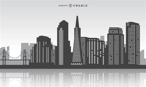 San Francisco Skyline With Reflection Vector Download