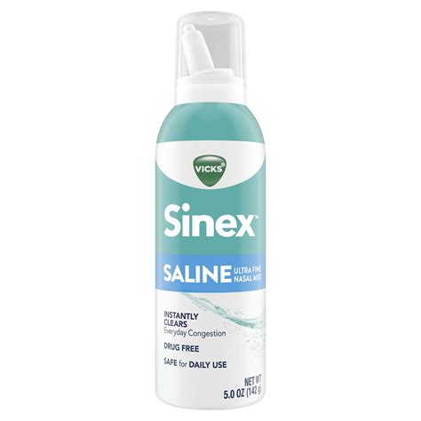 Vicks Sinex Saline Fine Nasal Spray Daily Decongestant, 5.0 fl oz - Walmart.com - Walmart.com