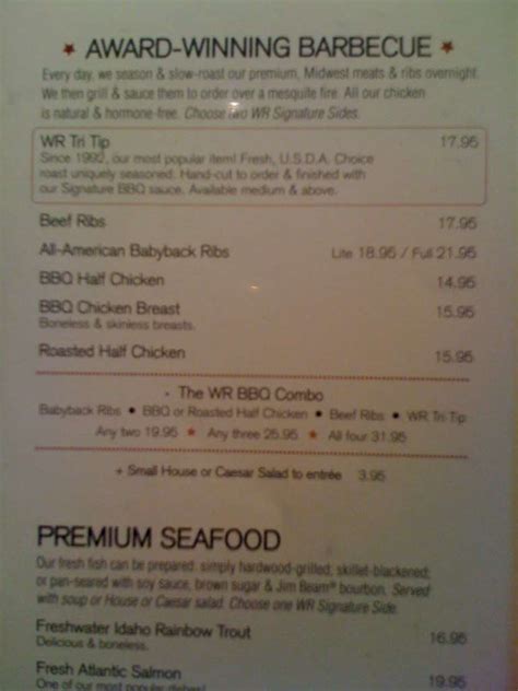 Menu at Wood Ranch BBQ & Grill, Ventura