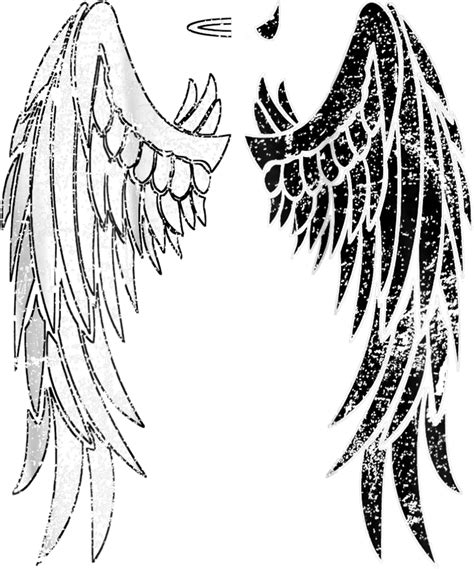 Mitad ángel mitad alas de demonio en archivo png en blanco y - Etsy México