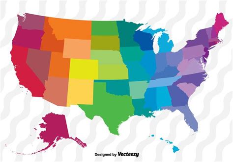 Colorful Vector Map Of The United States - Download Free Vector Art ...