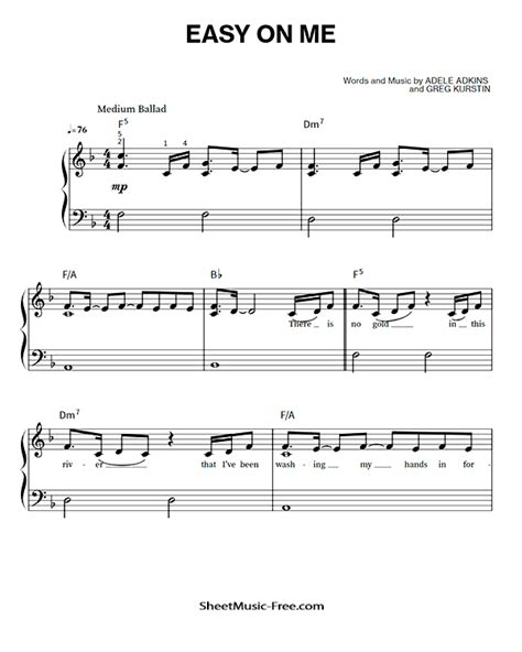 Easy On Me Sheet Music Adele (Easy Piano) ♪ SheetMusic-Free