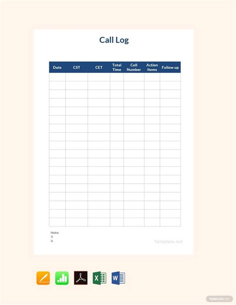 40+ Printable Call Log Templates in Microsoft Word and Excel | Aidan