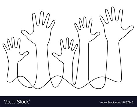 Hands one line drawing Royalty Free Vector Image