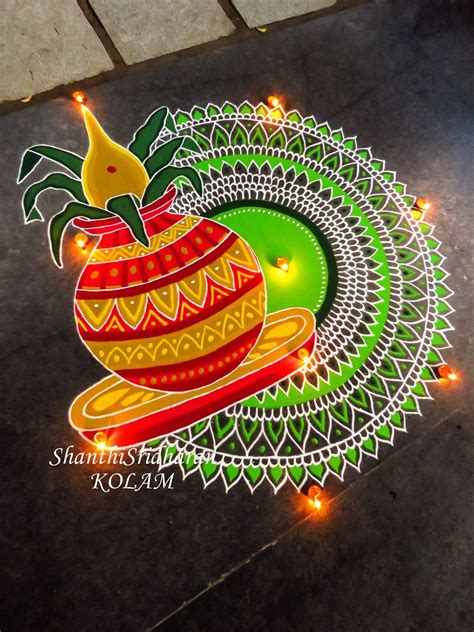 #kalasam#green#red#kolam#mandala | Rangoli designs, Rangoli designs latest, Rangoli designs diwali