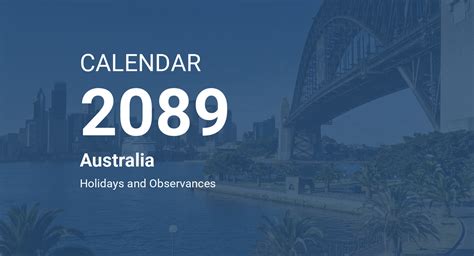 Year 2089 Calendar – Australia