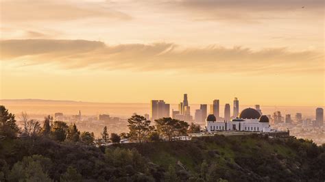 (HD) Downtown Los Angeles and Griffith Observatory Sunrise - Emeric's ...