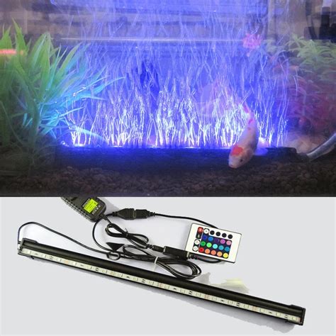 LED Remote Underwater Submersible Aquarium LED Light Air Pump Bubble ...