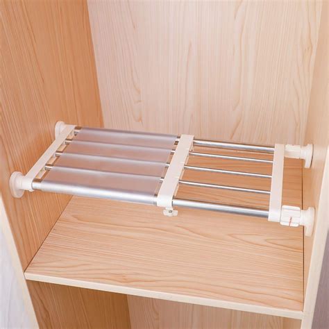 Hershii Closet Tension Shelf & Rod Expandable Metal Storage Rack ...