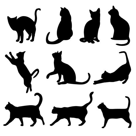 Vector Silhouettes Cute Cat Clipart Digital Clip Art Eps Vector | The ...