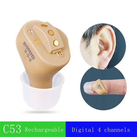 JC53 Rechargeable Invisible Complete In Ear Digital Hearing Aid 4channels 6bands USB ...