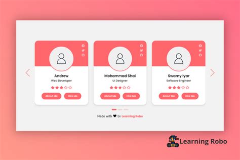 Profile Card Slider using HTML, CSS & JavaScript