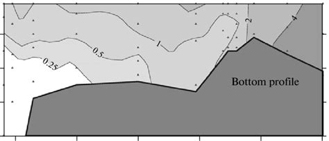 Distribution of chlorophyll a (µg/l) in the section. | Download ...