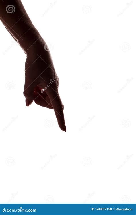 Female Hand Pointing Down - Silhouette, Concept Stock Photo - Image of ...