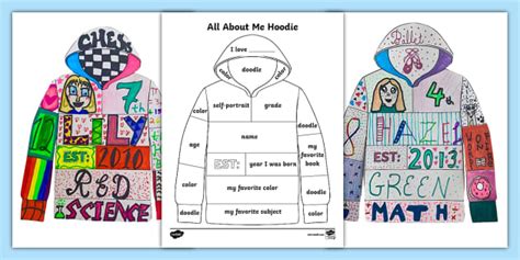 Printable Worksheet All About Me Hoodie Template |Twinkl USA