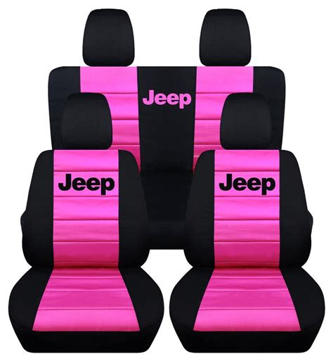 Front & Rear Black and Hot Pink Jeep Seat Covers 4Door Jeep Wrangler ...