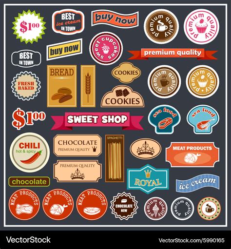 Set of labels and stickers for food Royalty Free Vector