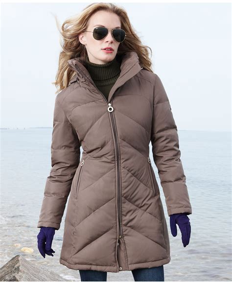 Calvin Klein Petite Coat, Hooded Chevron-Quilted Puffer - Womens Petite Coats - Macy's | Petite ...