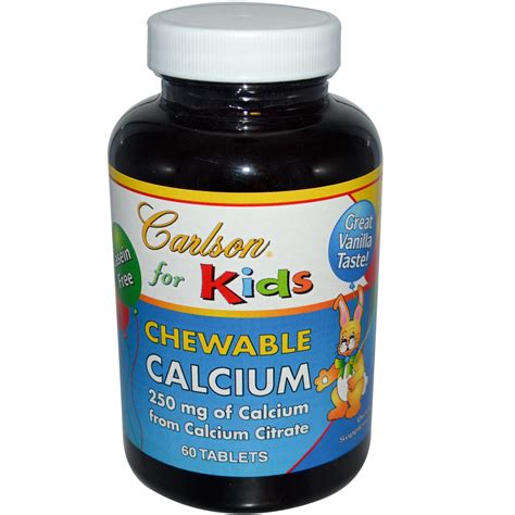 Carlson Labs, Kid's Chewable Calcium, Vanilla, 60 Tablets - iHerb.com