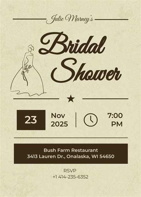 Vintage Bridal Shower Invitation Card Template - Edit Online & Download ...