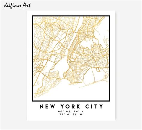 New York City Map Coordinates Print New York City Street Map