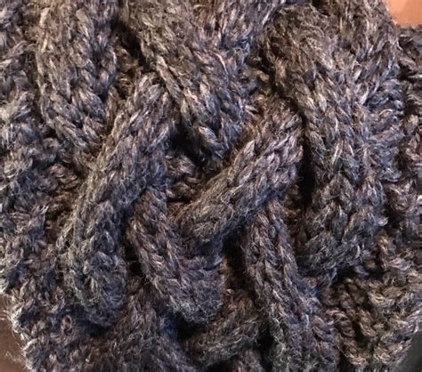 Celtic Knot CHUNKY Scarf, HANDKNIT Thick, Soft & Warm, Dark Grey Alpaca ...