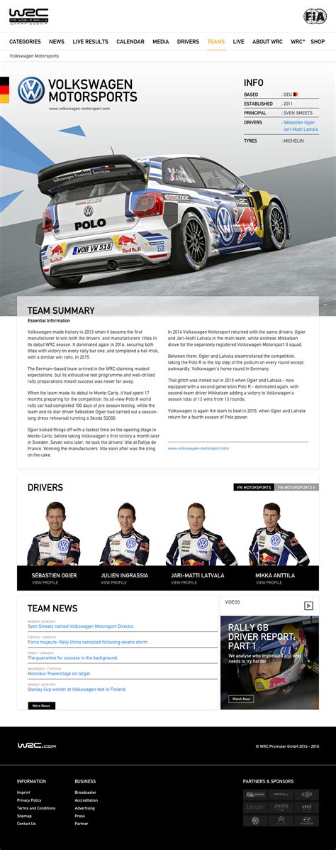 WRC-Teams Web Layout by Emrah Kara on Dribbble