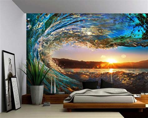 Seascape Ocean Rays of Light Large Wall Mural, Self-adhesive Vinyl ...