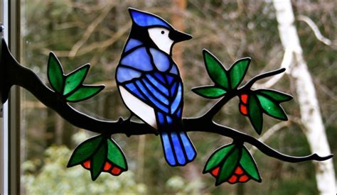 Birds With Berries-Stained Glass Suncatchers Home & Living trustalchemy.com