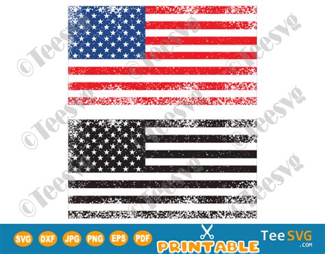 Distressed American Flag SVG Free PNG CLIPART Bundle | Black and white ...