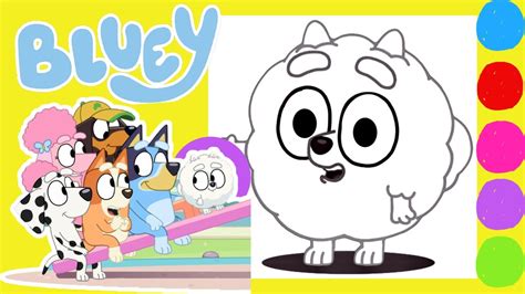 💙 Bluey Seesaw Episode - Pom Pom COLORING! Learning To Color with ...