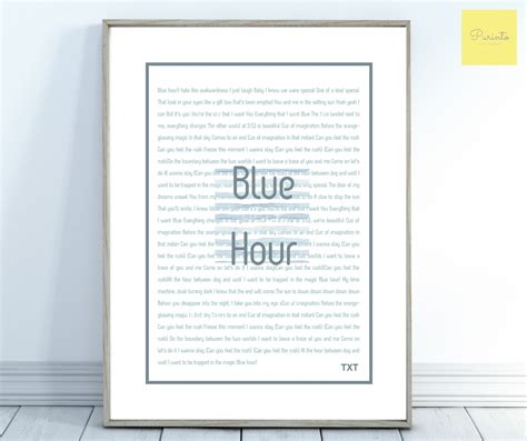 TXT Blue Hour lyrics English printable wall art Kpop | Etsy