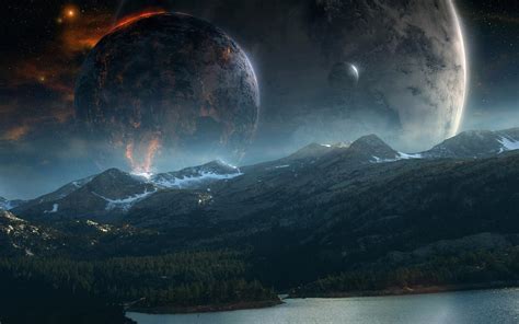 Planets above the mountains HD desktop wallpaper : Widescreen : High ...