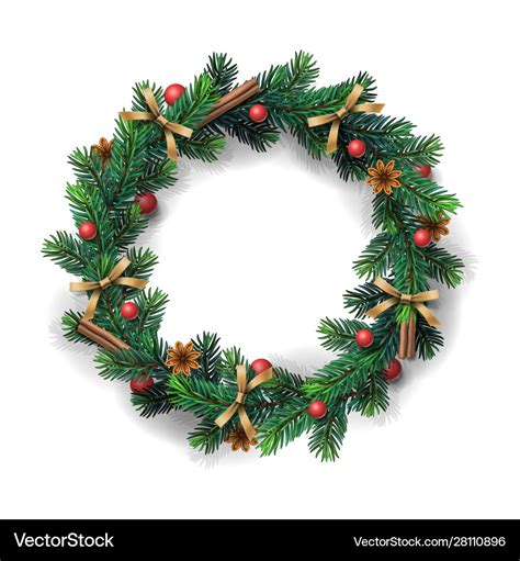 Christmas wreath on white background Royalty Free Vector