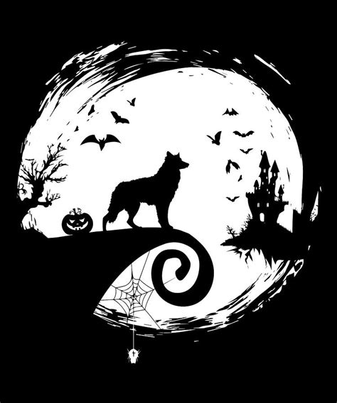 Mudi Halloween Costume Moon Silhouette Creepy Digital Art by Wowshirt - Fine Art America