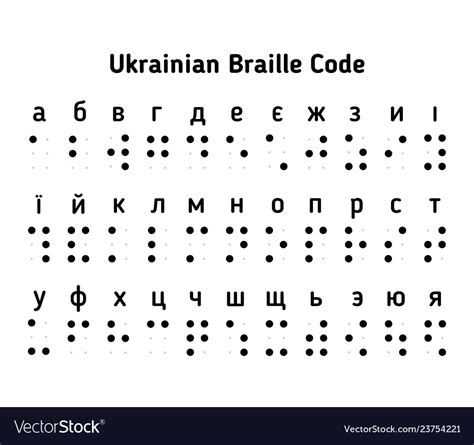 Braille ukrainian alphabet letters Royalty Free Vector Image