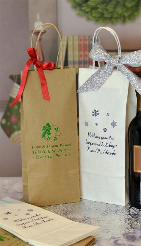 Christmas Wine Gift Bags | Personalized 5 x 13 Paper Handle | Christmas wine gift bag, Wine gift ...