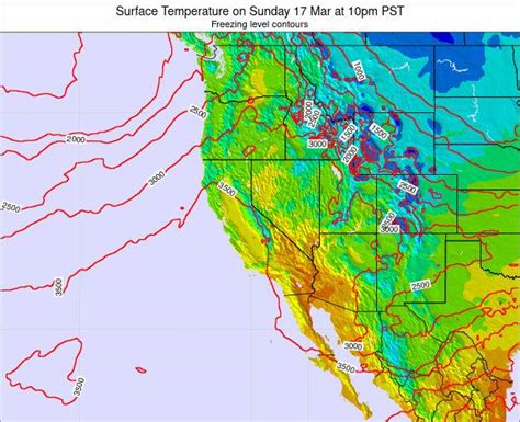 California Surface Temperature on Wednesday 22 Dec at 10am PST