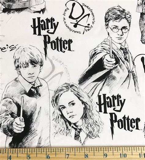 Cotton Quilt Fabric Harry Potter Mystery Of Magic Characters Black ...