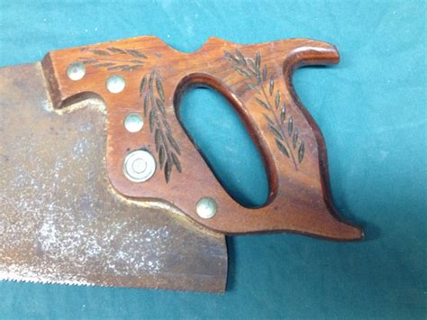 Vintage Warranted Superior Hand Saw w/Wheat Carvings Rusty